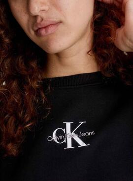 Sudadera Calvin Klein Monologo Regular Negro Mujer