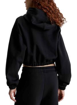 Sudadera Calvin Klein Gathered Cropped Negro Mujer