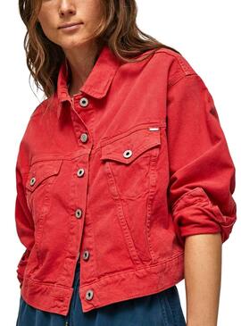 Cazadora Vaquera Pepe Jeans Foxy Rojo Para Mujer