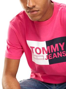 Camiseta Tommy Jeans Essential Split Fucsia