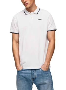 Polo Pepe Jeans Pepe Piping Blanco para Hombre