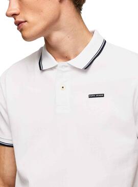 Polo Pepe Jeans Pepe Piping Blanco para Hombre