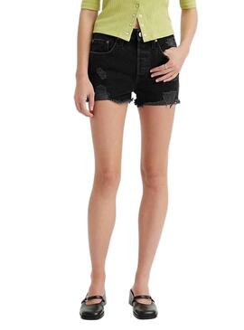 Short Levis 501 Negro Rotos para Mujer