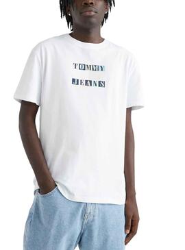 Camiseta Tommy Jeans Aop Flag Blanco para Hombre