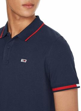 Polo Tommy Jeans Regular Flag Marino para Hombre