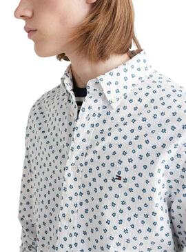 Camisa Tommy Jeans Flower Blanco y Verde