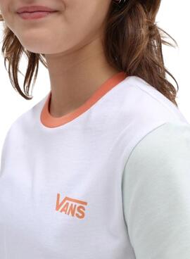 Camiseta Vans Colorblock Crew Blanco Niña