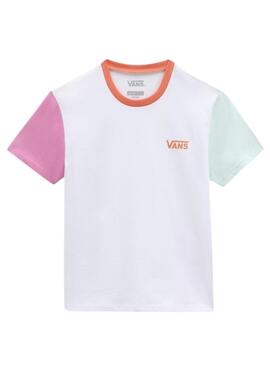 Camiseta Vans Colorblock Crew Blanco Niña