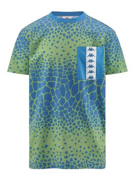 Camiseta Kappa Fapo Estampada Azul y Verde Hombre