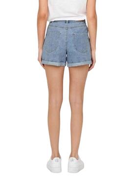 Short Only Vega Mom Denim Azul Para Mujer