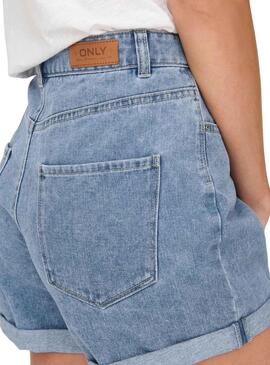 Short Only Vega Mom Denim Azul Para Mujer