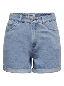 Short Only Vega Mom Denim Azul Para Mujer