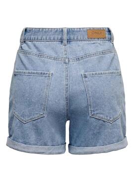 Short Only Vega Mom Denim Azul Para Mujer