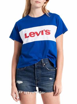 Camiseta Levis Graphic Varsity Azul De Mujer 