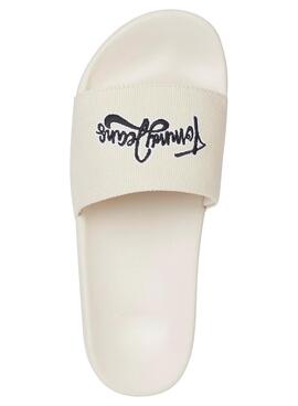 Chanclas Tommy Jeans Graphic Pool Beige Mujer