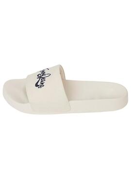 Chanclas Tommy Jeans Graphic Pool Beige Mujer