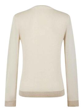 Jersey Naf Naf Lurex Dorado Beige Para Mujer