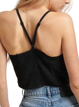 Top Superdry Crochet Negro para Mujer