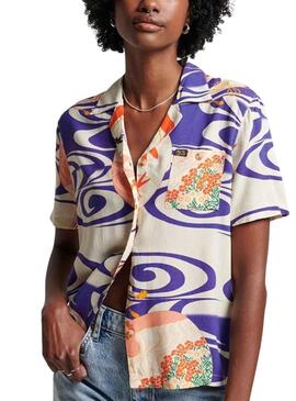 Camisa Superdry Beach Resort Morado para Mujer