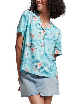 Camisa Superdry Beach Resort Azul para Mujer