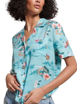 Camisa Superdry Beach Resort Azul para Mujer