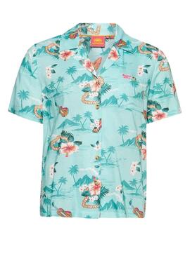 Camisa Superdry Beach Resort Azul para Mujer