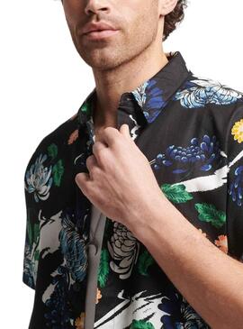 Camisa Superdry Hawaiian Negro para Hombre