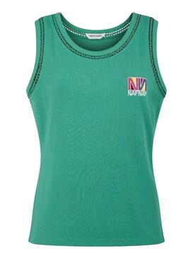 Camiseta Naf Naf Acanalada Verde Para Mujer