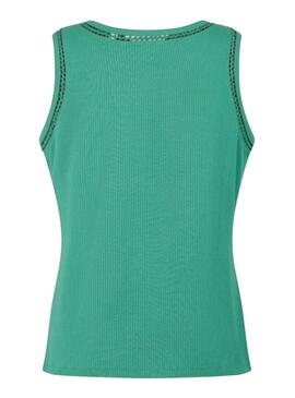 Camiseta Naf Naf Acanalada Verde Para Mujer