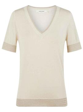 Jersey Naf Naf Beige Lúrex Para Mujer