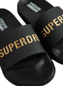 Chanclas Superdry Code Logo Negro para Mujer