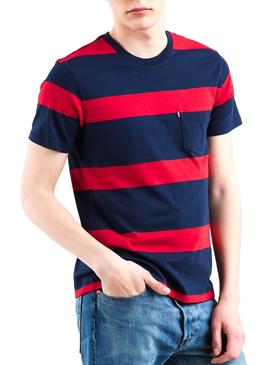 Camiseta Levis Sunset Pocket Stripes Rojo Hombre