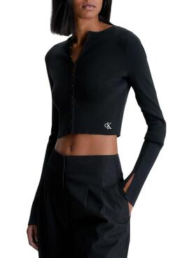 Cárdigan Calvin Klein Hook Negro para Mujer
