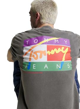 Camiseta Tommy Jeans Signature Gris para Hombre
