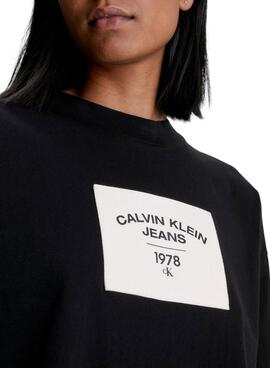 Camiseta Calvin Klein Patch Negro para Mujer