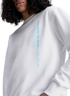 Sudadera Calvin Klein Outline Blanco para Hombre