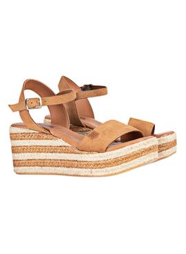 Sandalias Popa Camerun Serraje Camel para Mujer