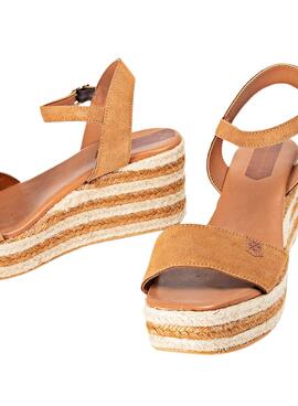 Sandalias Popa Camerun Serraje Camel para Mujer