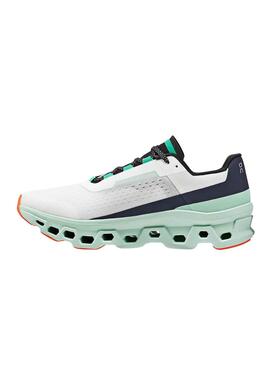 Zapatillas On Cloudmonster Blanco y Turquesa 
