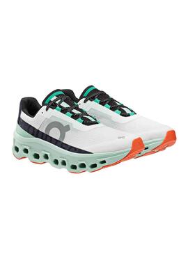 Zapatillas On Cloudmonster Blanco y Turquesa 