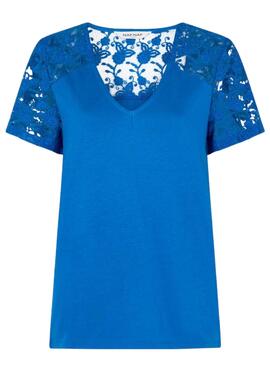 Camiseta Naf Naf Guipur Azulón para Mujer