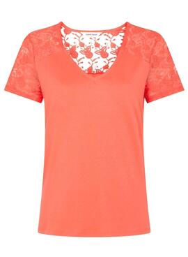 Camiseta Naf Naf Guipur Coral para Mujer