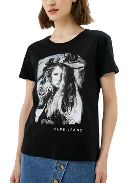 Camiseta Pepe Jeans Liana Negra para Mujer