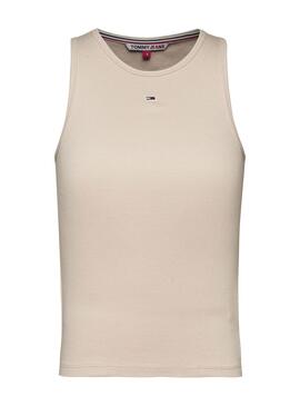 Camiseta Tommy Jeans Rib Tank Beige para Mujer