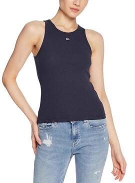 Camiseta Tommy Jeans Rib Tank Marino para Mujer