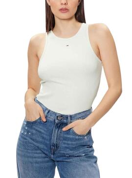 Camiseta Tommy Jeans Rib Tank Verde para Mujer