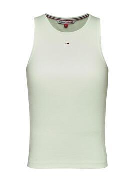 Camiseta Tommy Jeans Rib Tank Verde para Mujer