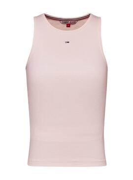 Camiseta Tommy Jeans Rib Tank Rosa para Mujer