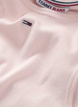 Camiseta Tommy Jeans Rib Tank Rosa para Mujer