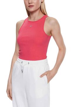 Camiseta Tommy Jeans Rib Tank Fucsia para Mujer